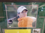 Load image into Gallery viewer, Rory McIlroy – Framed Autographed Photo with 2025 Masters Pin Flag