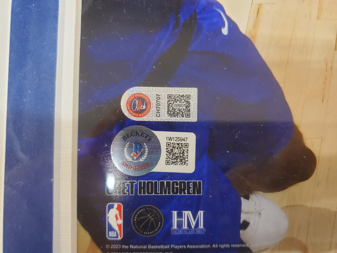 Chet Holmgren - Oklahoma City Thunder - Autographed Frame Photo and Replica NBA Ticket