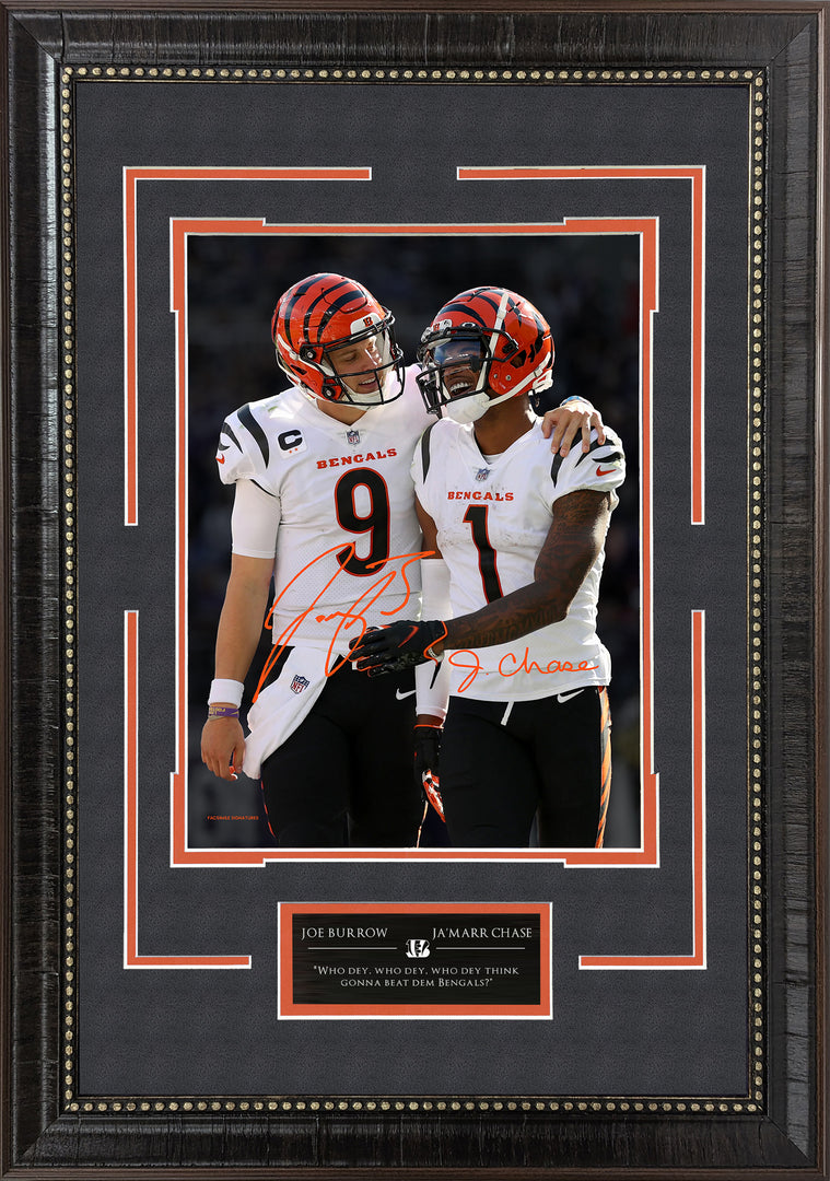 Joe Burrow & JaMarr Chase - Cincinnati Bengals - Spotlight with Facsimile Signatures