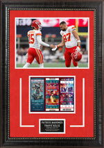 Load image into Gallery viewer, Patrick Mahomes and Travis Kelce with Three Replica Super Bowl Tickets