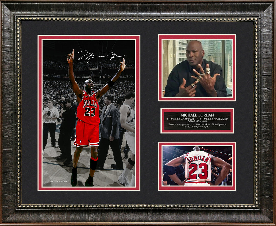 Michael Jordan - Chicago Bulls - 6-Time NBA Champion with Facsimile Signature