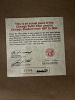 Load image into Gallery viewer, Michael Jordan Framed Autographed Picture with Authentic Chicago Bulls Floor Piece - SOLD!