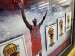 Load image into Gallery viewer, Michael Jordan - Chicago Bulls - Autographed Framed Photo with Championship Banner Patches