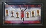 Load image into Gallery viewer, Michael Jordan - Chicago Bulls - Autographed Framed Photo with Championship Banner Patches