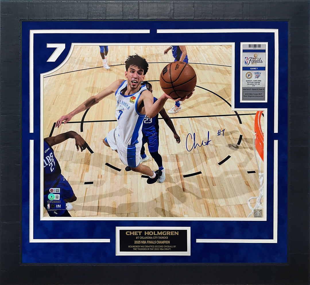 Chet Holmgren - Oklahoma City Thunder - Autographed Frame Photo and Replica NBA Ticket