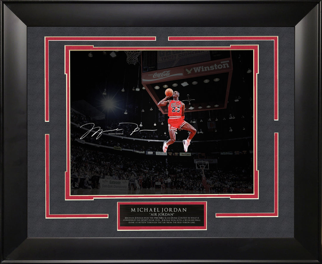 Michael Jordan 1988 Slam Dunk Contest Spotlight with Facsimile Signature