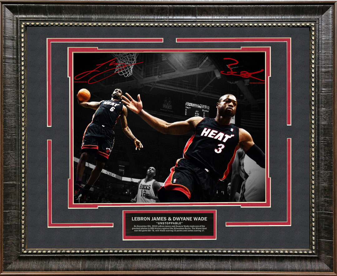 LeBron James & Dwayne Wade Spotlight with Facsimile Signatures