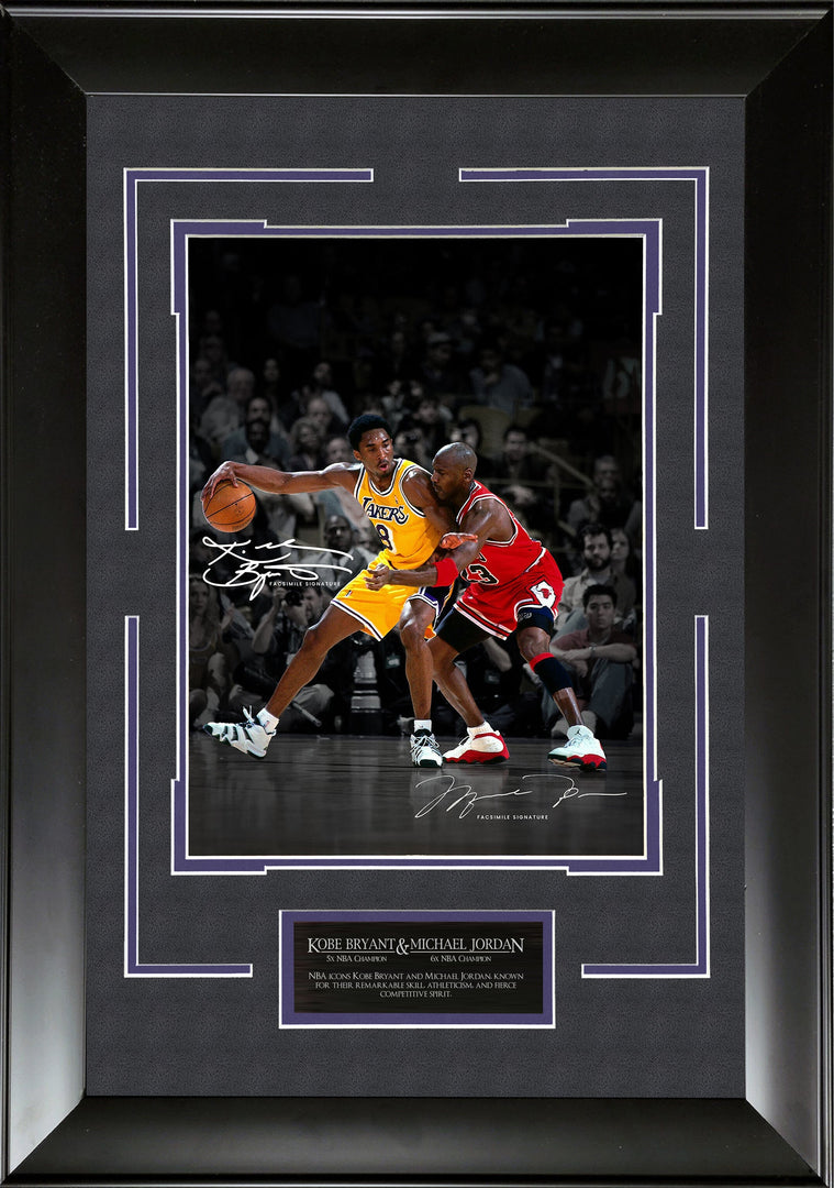 Kobe Bryant and Michael Jordan Spotlight with Facsimile Signatures