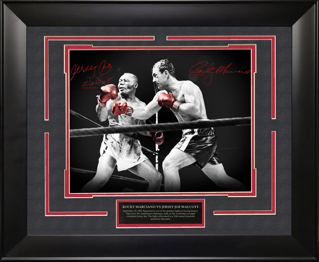 Rocky Marciano vs Jersey Joe Walcott Spotlight with Facsimile Signatures