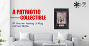 911 Firemen Raising the US Flag framed photo