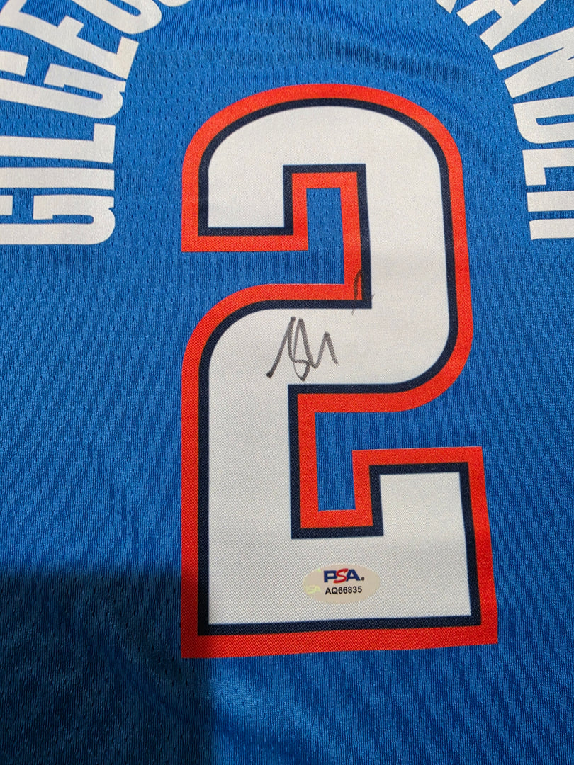 Shai Gilgeous-Alexander – Oklahoma City Thunder – Autographed Framed Jersey with Gold Refractor Cards
