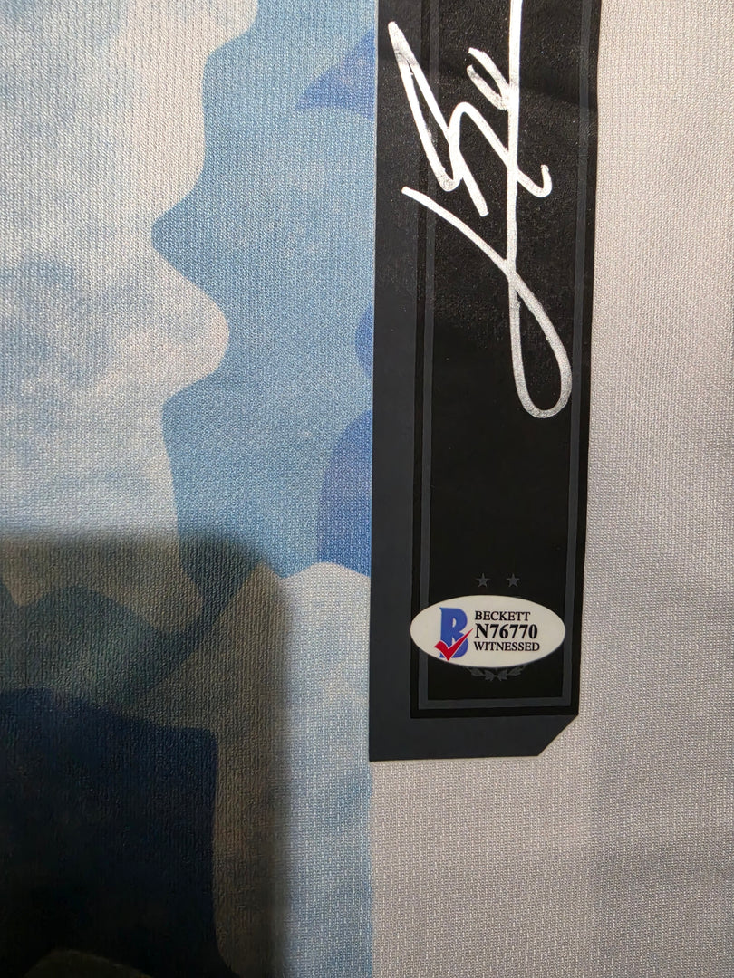 Lionel Messi Autographed Framed Jersey with Collectible GRF Cards