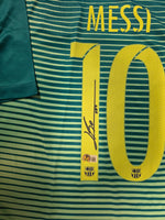Load image into Gallery viewer, Lionel Messi – FC Barcelona 2016 Teal Away Autographed Jersey