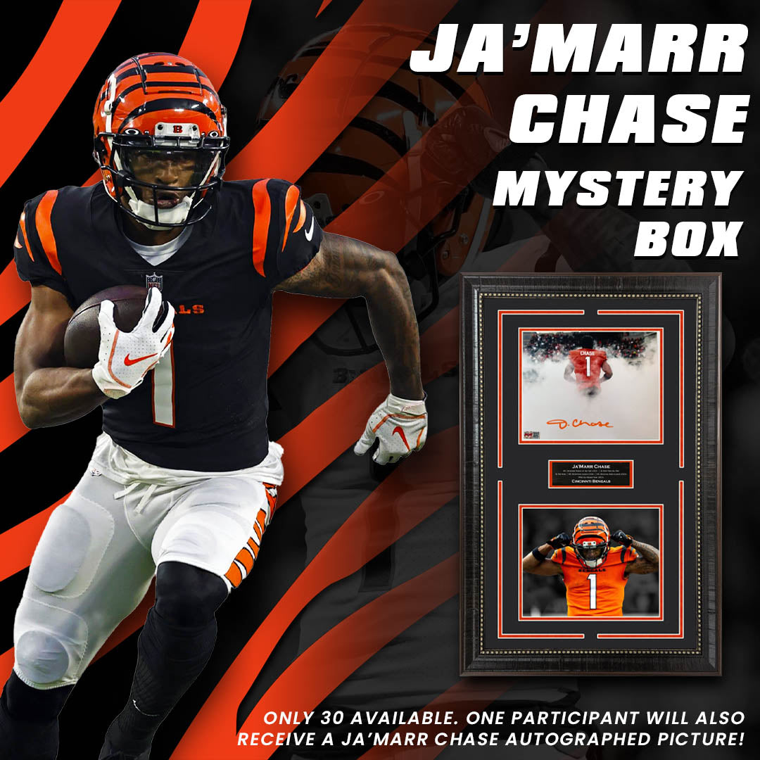 Ja'Marr Chase Mystery Box featuring Autographed JaMarr Chase Framed Photo