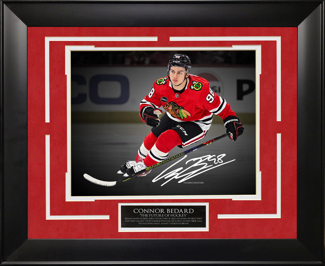 Connor Bedard Chicago Blackhawks Spotlight with Facsimile Signature