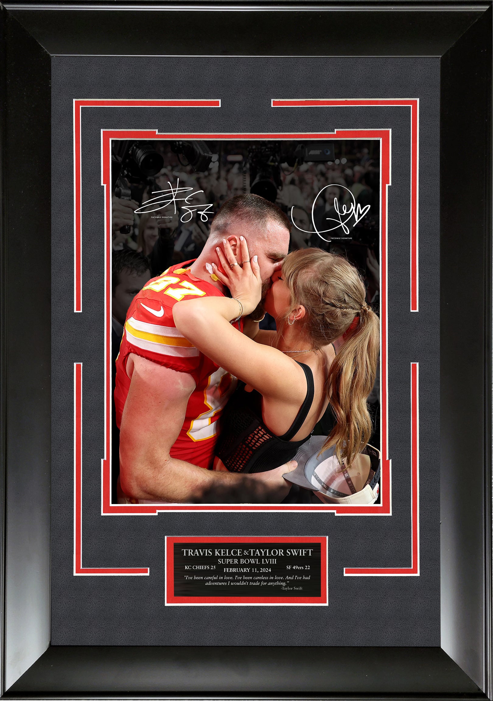 Travis Kelce & Taylor Swift - Super Bowl LVIII With Facsimile Signature