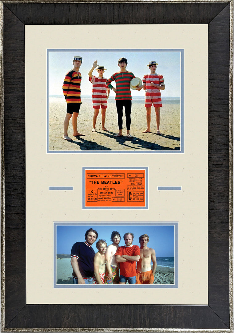 The Beatles and The Beach Boys with Replica 1964 Concert Ticket