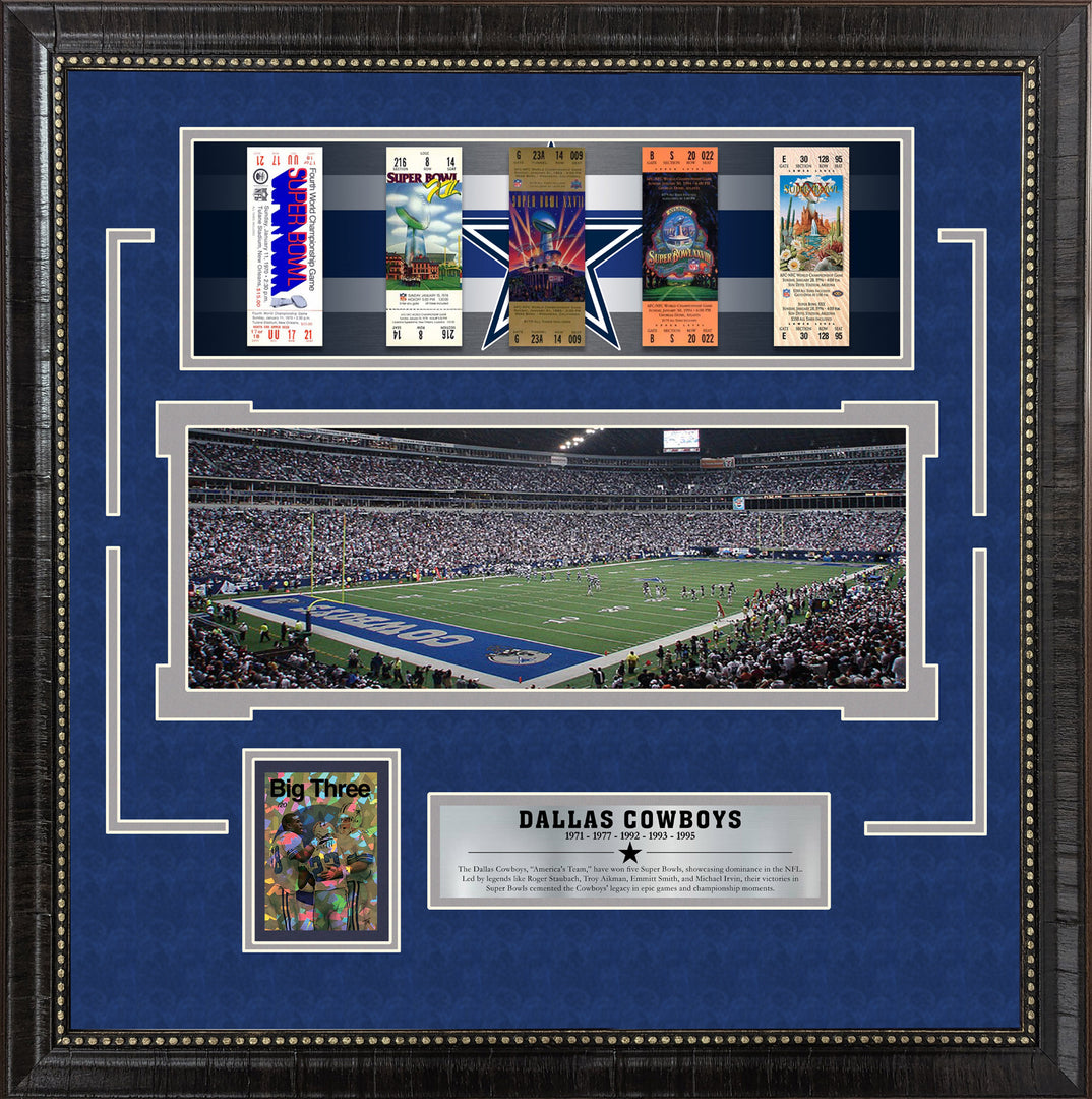 Dallas Cowboys with Replica Super Bowl Tickets and Gold Refractor Card