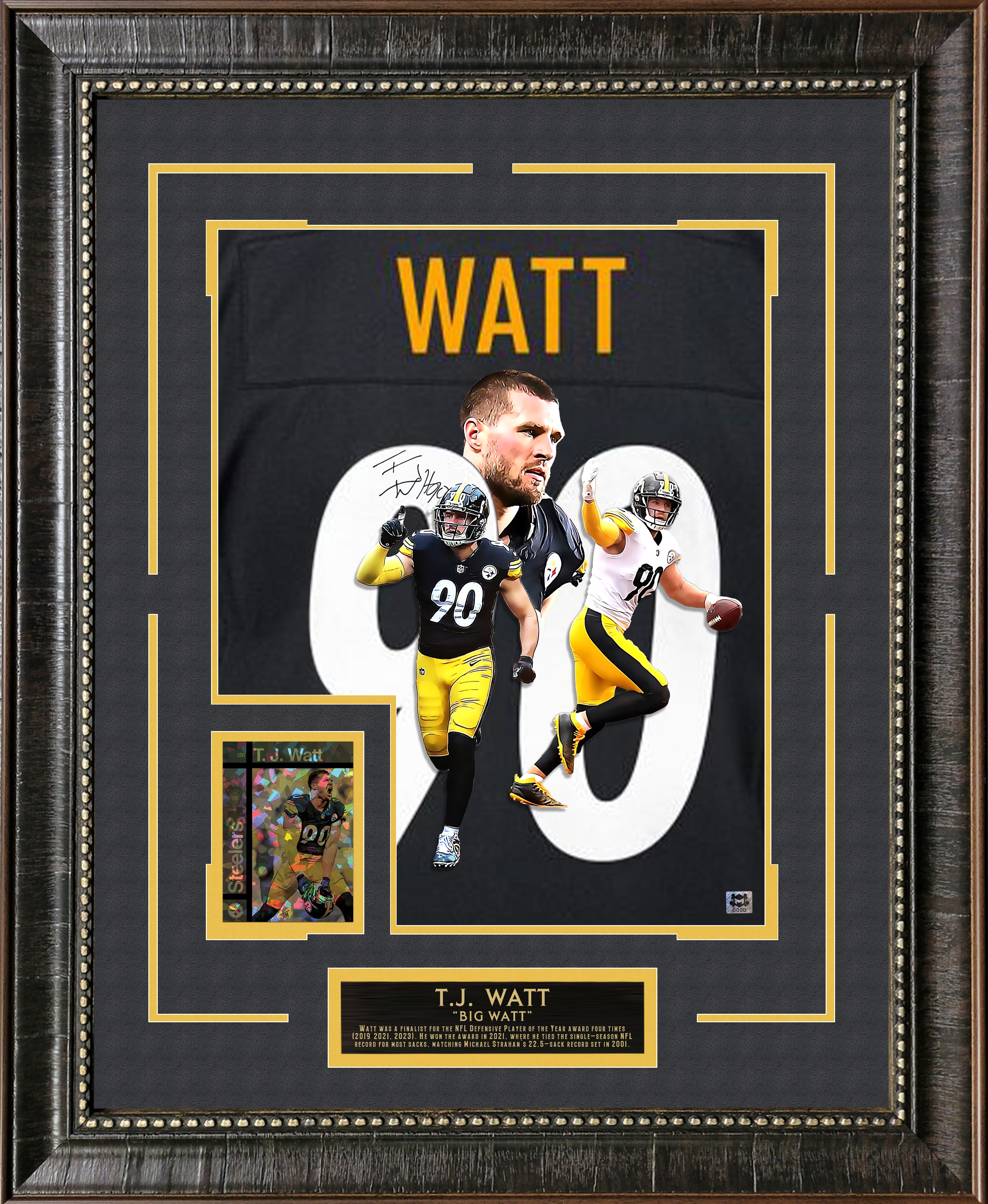 TJ Watt - Pittsburgh Steelers - with LTD Gold Refractor Card