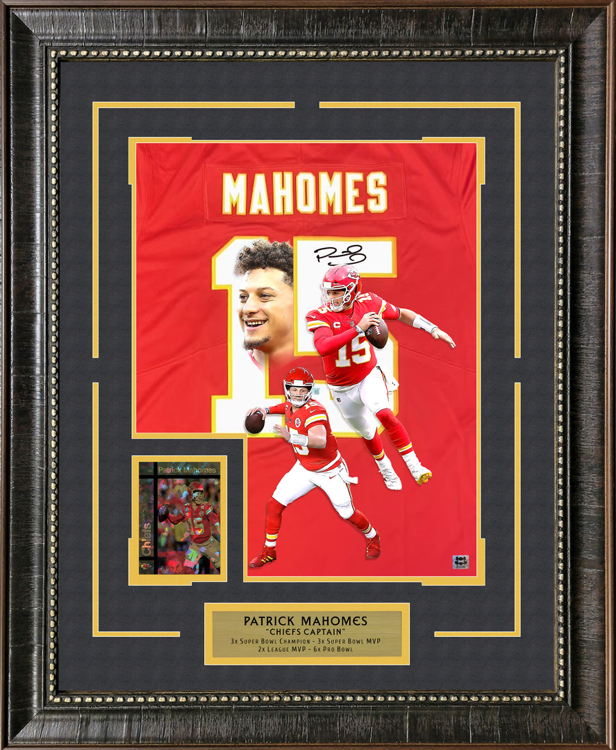 Patrick Mahomes Jersey Art - Kansas City Chiefs with LTD Gold Refractor Card