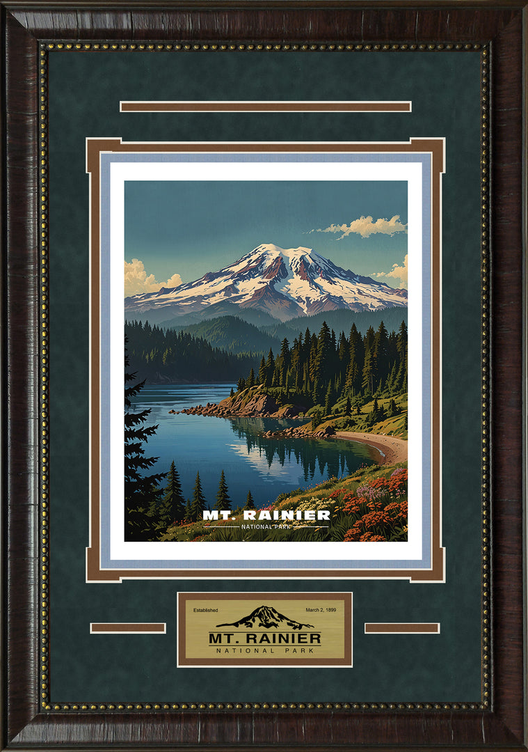 Mt Rainier National Park Retro Travel Poster