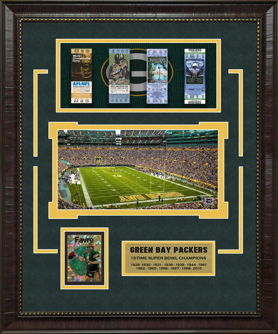 Green Bay Packers with mini Pano -  Replica SB Tickets and LTD GRF Card