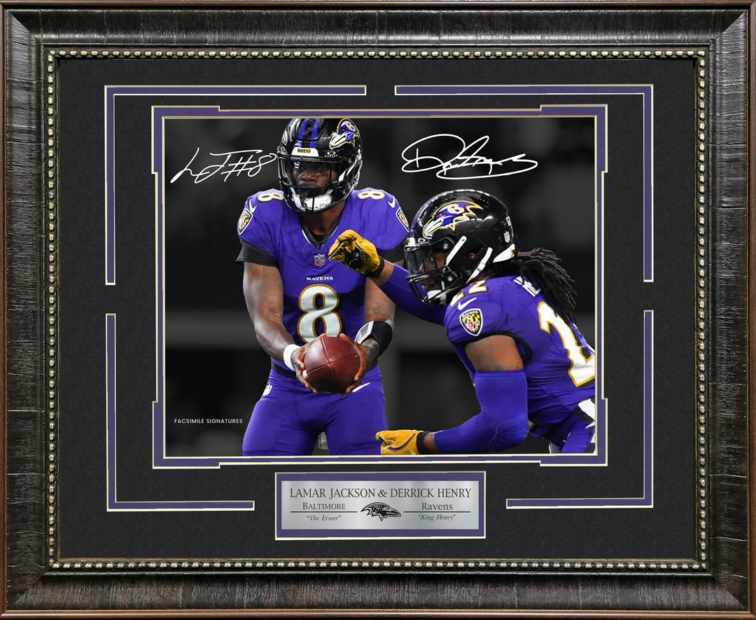 Lamar Jackson and Derrick Henry Spotlight with Facsimile Signatures