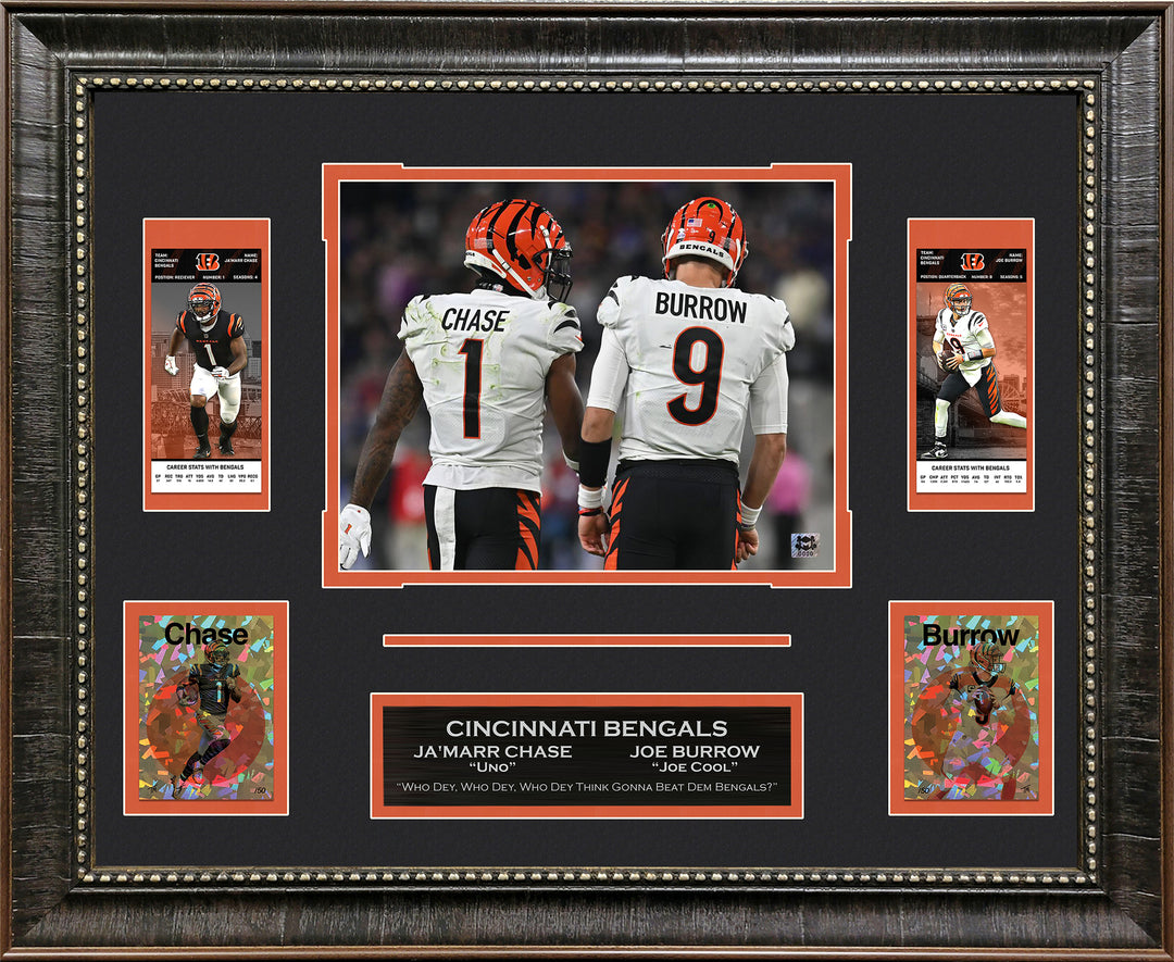 Joe Burow and JaMarr Chase - Cincinnati Bengals - With Replica Tickets and two LTD GRF Card