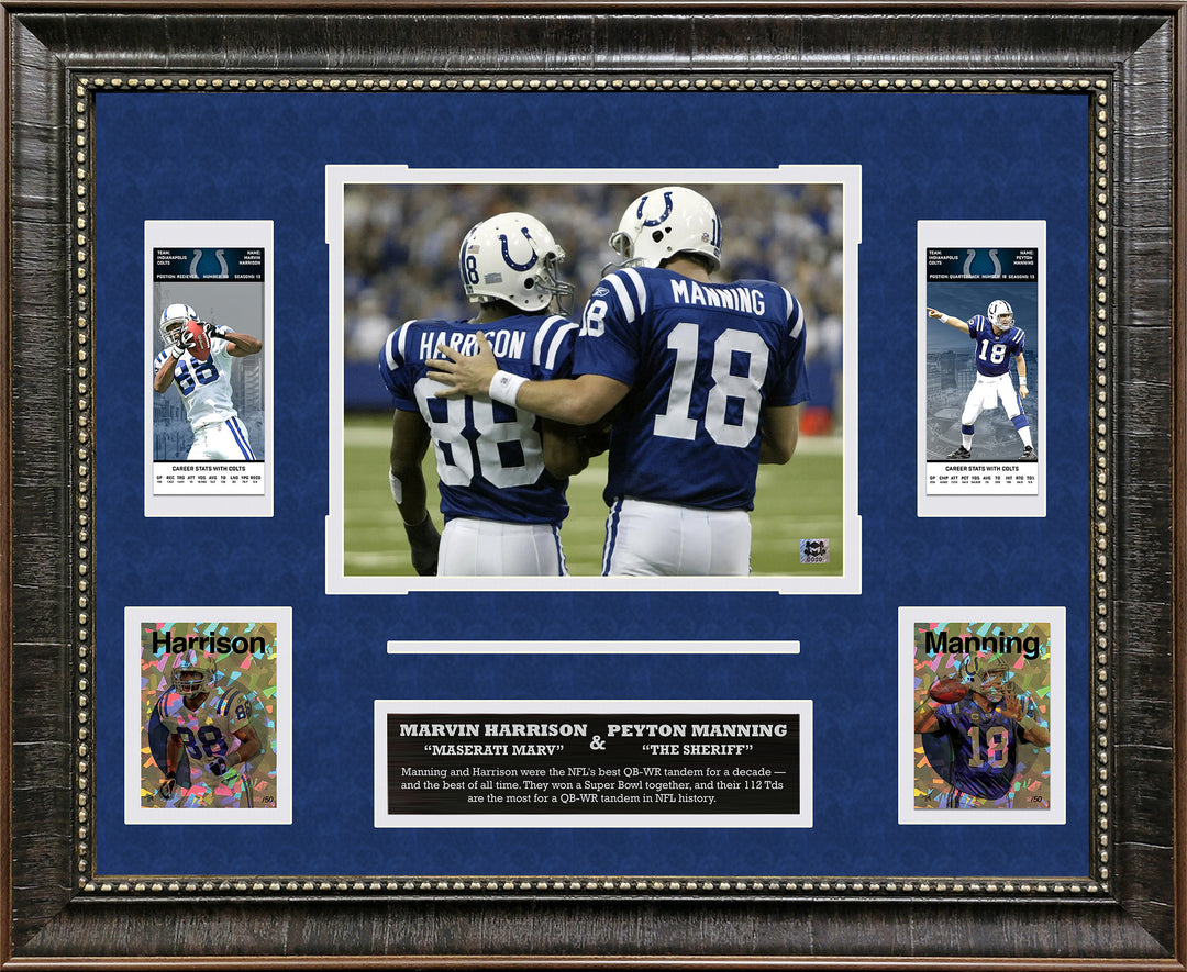 Peyton Manning and Marvin Harrison with Replica Tickets and LTD GRF Cards