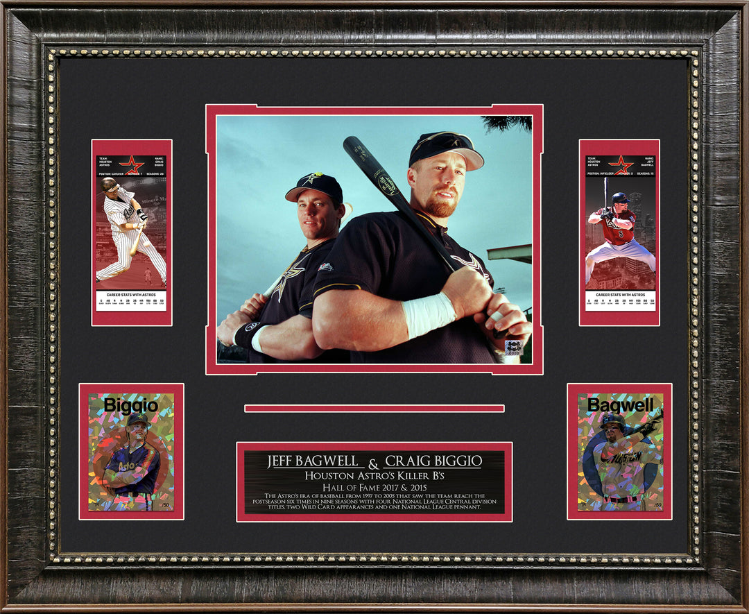 Craig Biggio and Jeff Bagwell - Houston Astros  with Replica Tickets and LTD GRF Cards