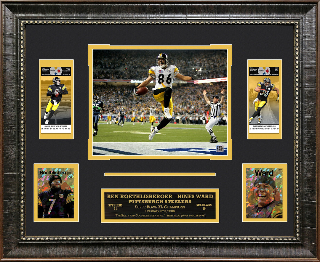 Roethlisberger and Ward - Pittsburgh Steelers with Replica Tickets and LTD GRF Cards