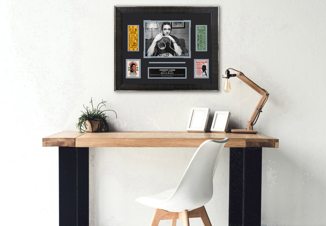 Johnny Cash with Replica Concert Posters and Replica Tickets