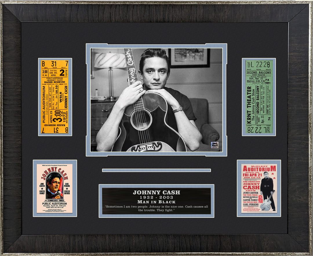 Johnny Cash with Replica Concert Posters and Replica Tickets