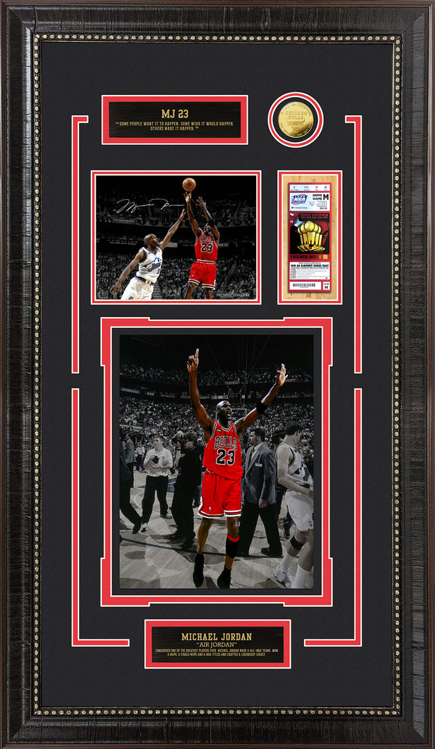 Michael Jordan - Chicago Bulls - with Replica NBA Ticket and Commemorative Coin