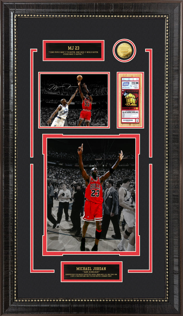 Michael Jordan - Chicago Bulls - with Replica NBA Ticket and Commemorative Coin