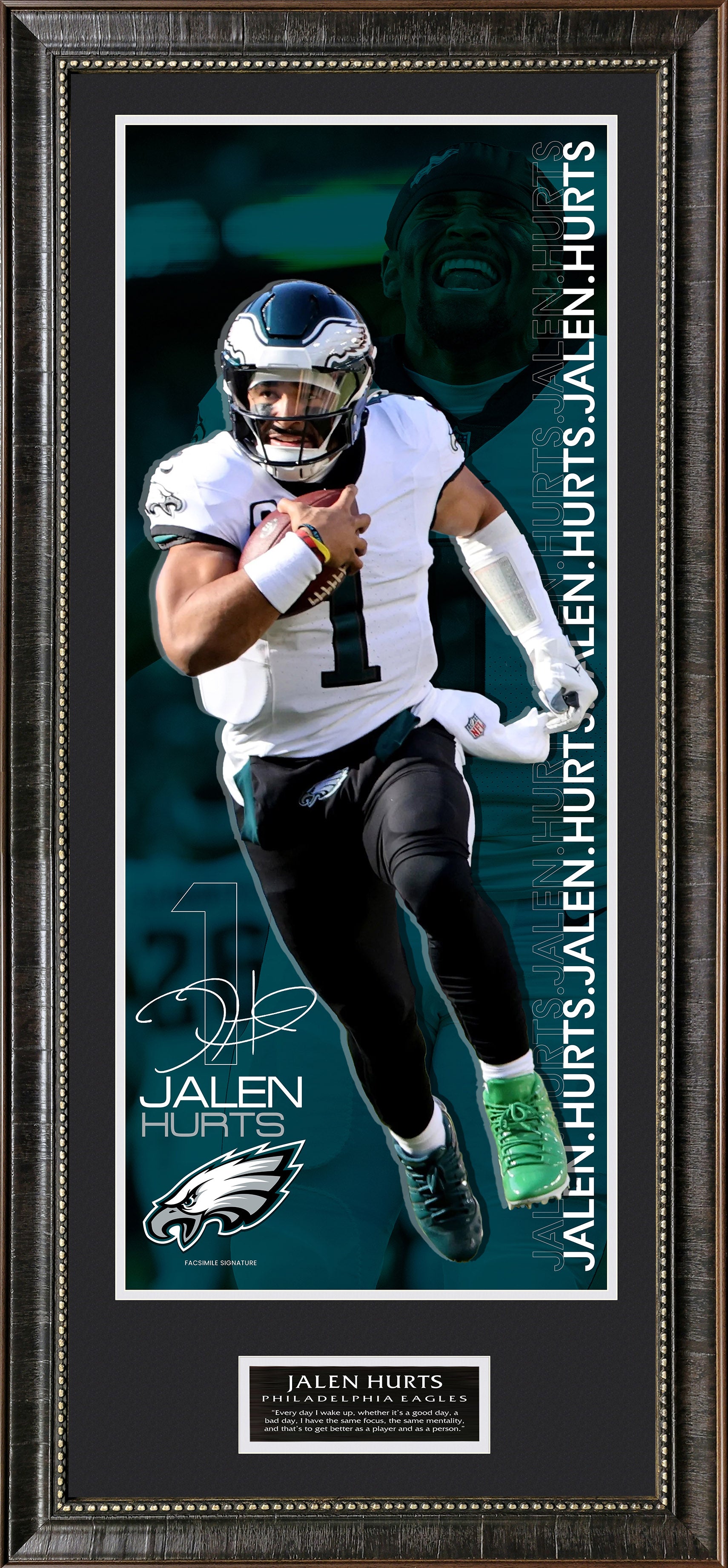 Jalen Hurts - Philadelphia Eagles - Spotlight with Facsimile Signature on Large Wall Decor