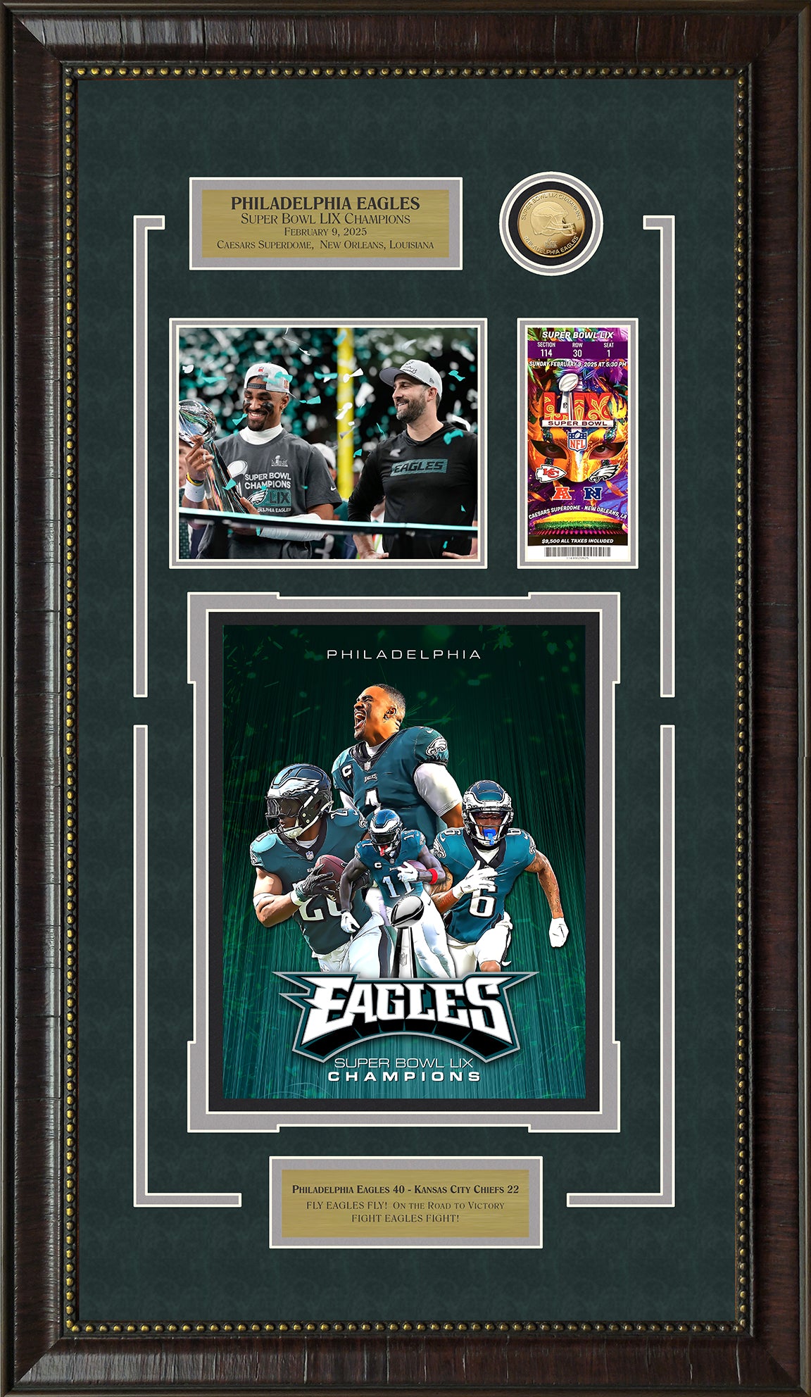 Philadelphia Eagles Super Bowl LIX with Commemorative Coin and Replica Ticket