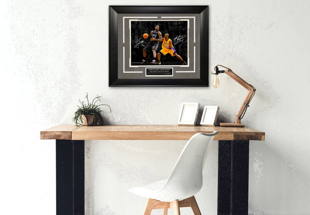 Lebron James vs. Kobe Bryant - Spotlight with Facsimile Signature