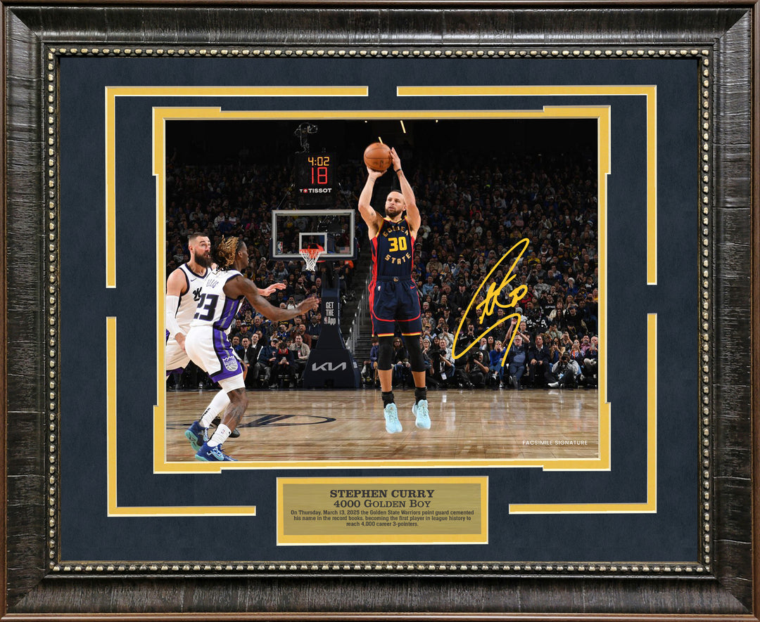 Steph Curry - Golden State Warriors - 4K Three Pointers with Facsimile Signature