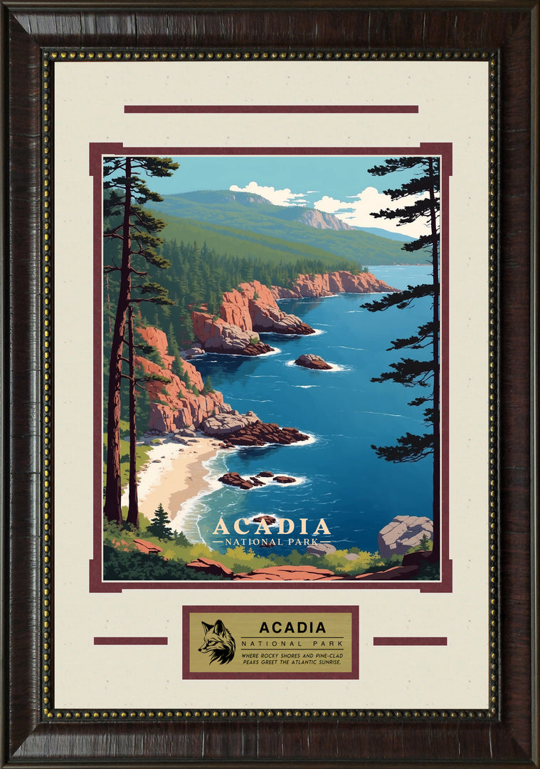 Acadia National Park Retro Art