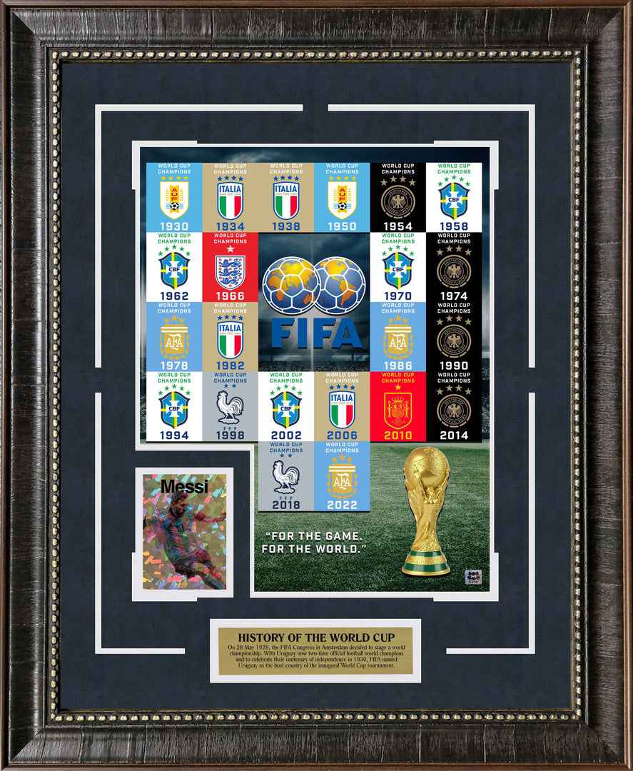 History of the World Cup with a Gold Refractor Lionel Messi Card