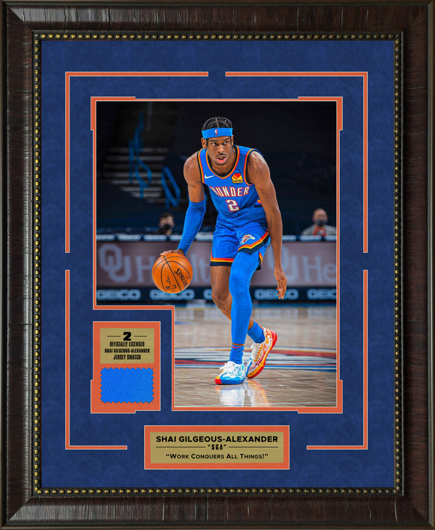 Shai Gilgeous-Alexander – Oklahoma City Thunder – Licensed Jersey Swatch Framed Display