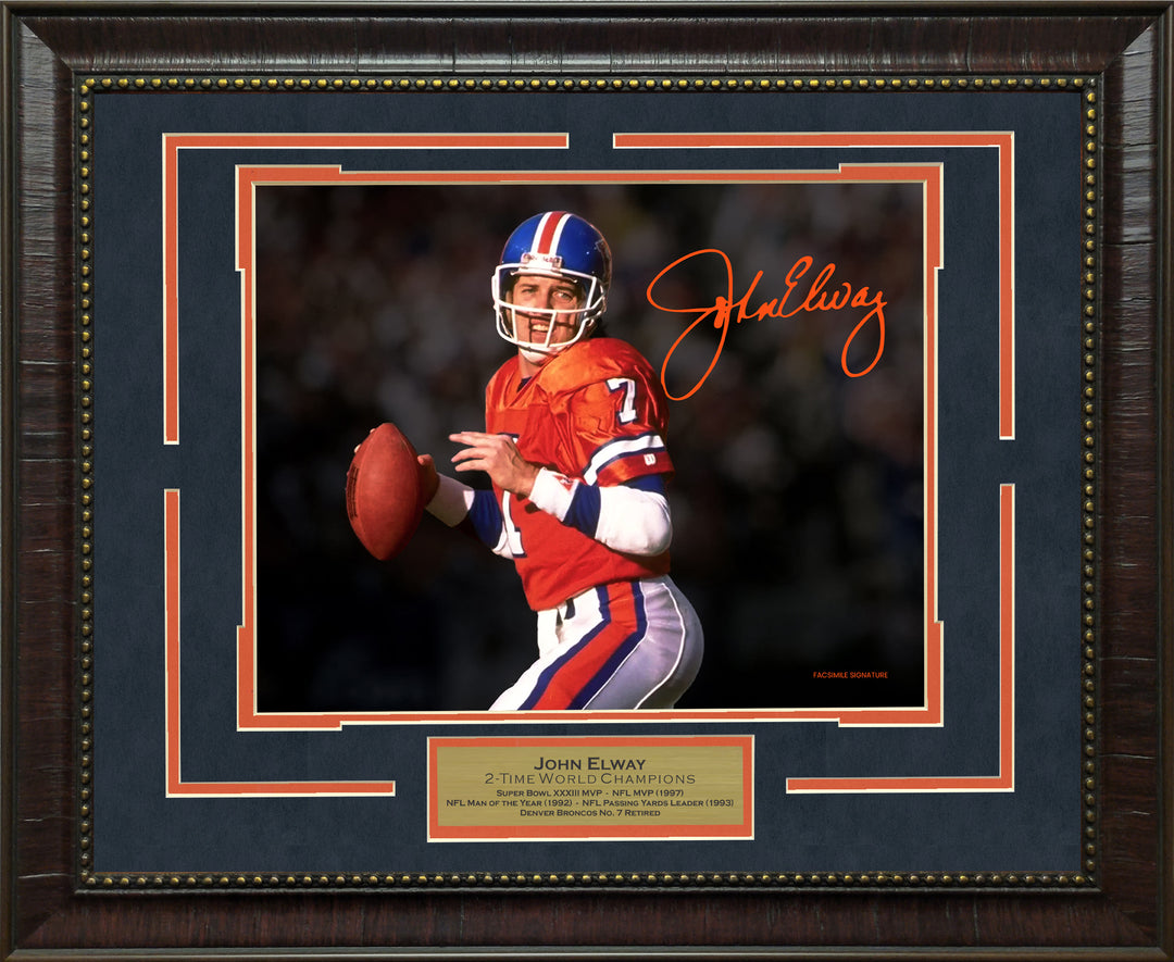 John Elway - Denver Broncos - Spotlight with Facsimile Signature
