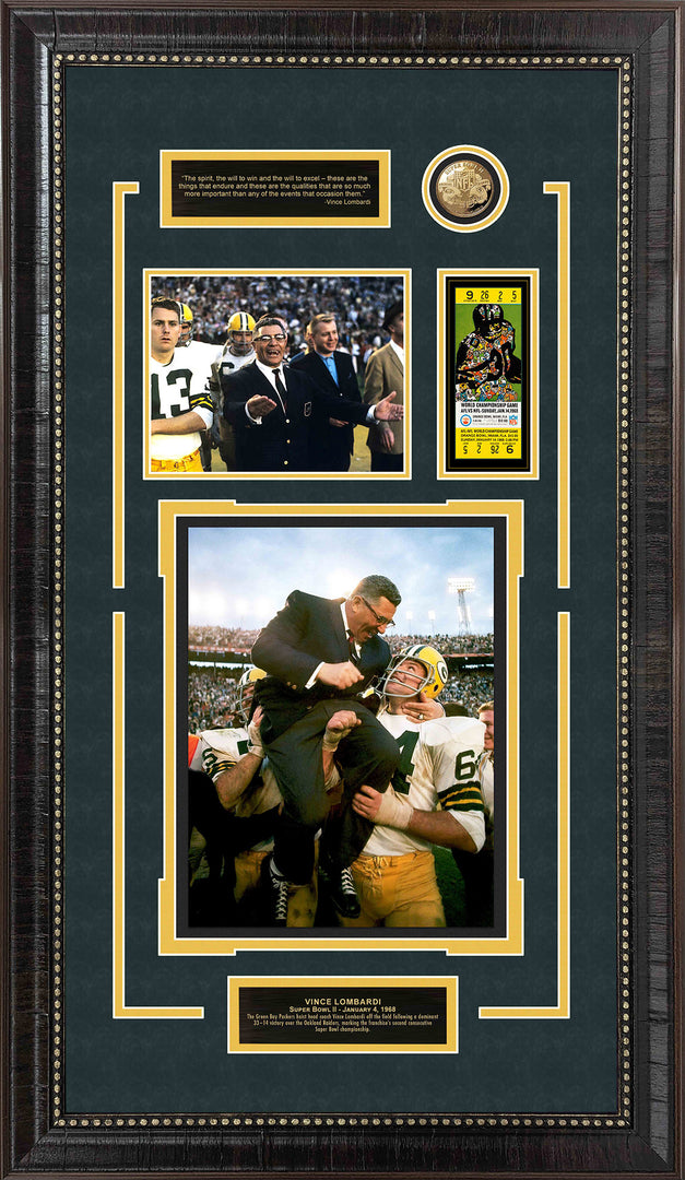 Vince Lombardi - Green Bay Packers - Super Bowl II with Replica Super Bowl Ticket and Commemorative Coin