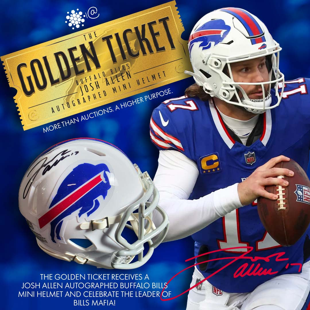 Golden Ticket: Josh Allen. Featuring an Autographed Bills Mini Helmet