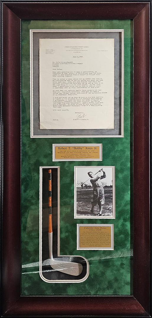 Bobby Jones Signed Letter in Shadowbox