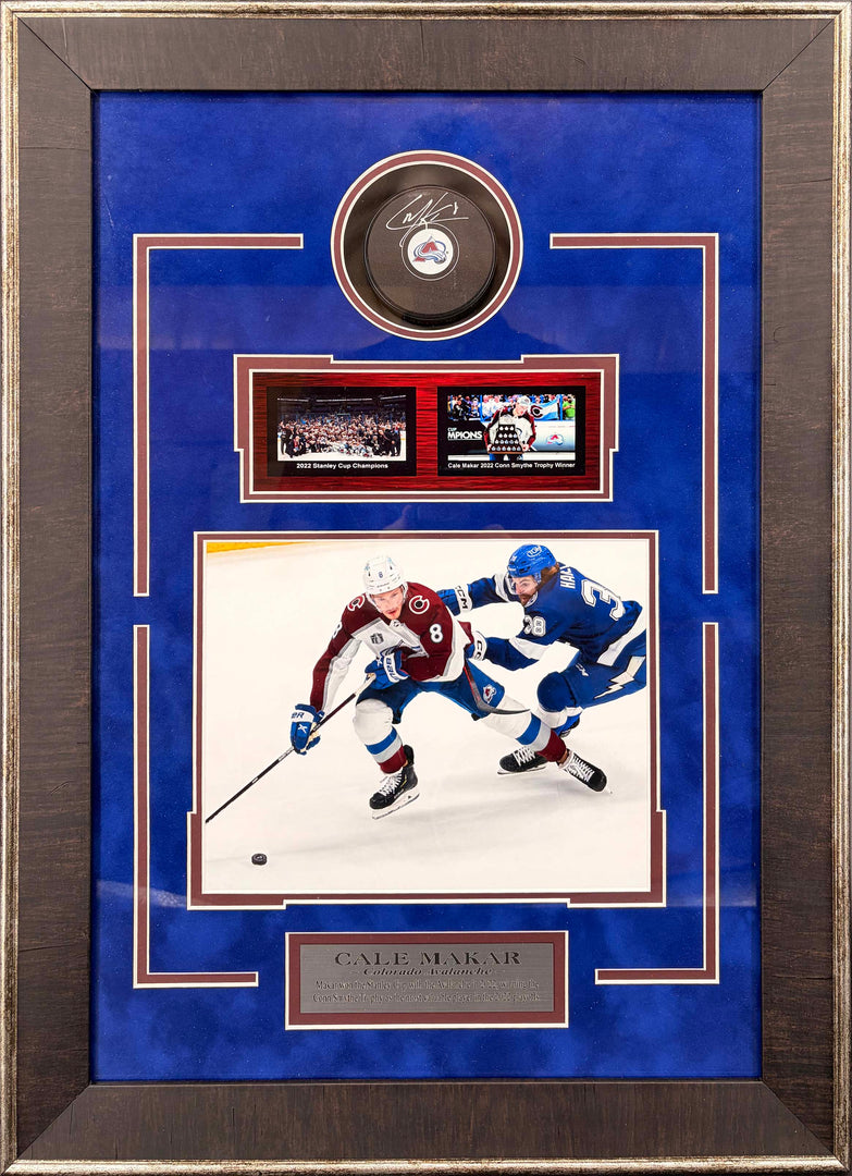 Cale Makar – Autographed Hockey Puck Framed Shadowbox