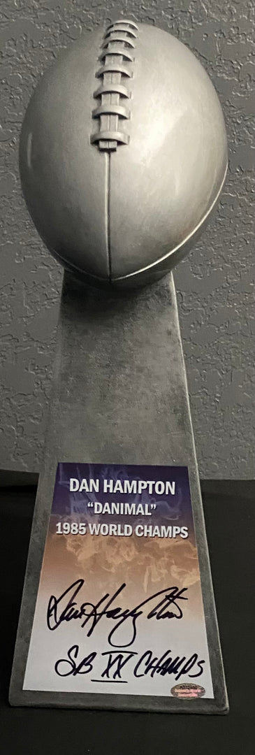 Dan Hampton - Chicago Bears - Autographed Replcia NFL Lombardi  Trophy