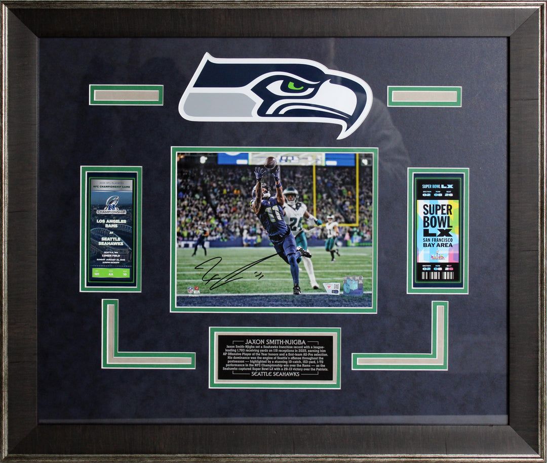 Jaxon Smith-Njigba - Seattle Seahawks - Autographed Framed Photo with Replica Tickets