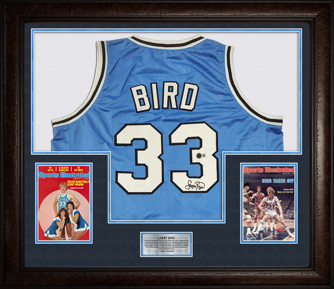 Larry Bird – Indiana State Sycamores – Autographed Framed Jersey